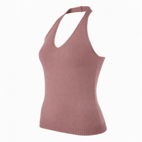 Fashion Knitwear Knitted Camisole Vintage Singlet tank Top Fitted Halter Knit Top