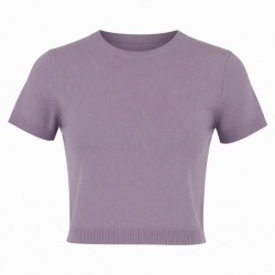 New T-shirts Short Sleeve Crop Tops Slim Fit Knitted Tee Shirts Casual T-shirts