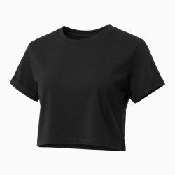 Round Neck Casual Workout Yoga Tees Short Sleeve Solid Cropped Cotton Crop Top T-Shirts