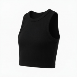 Cropped Solid T-shirt Tank Top Seamless Streetwear Stretch Rib Knit Sleeveless Casual Tank Top Reorder rate