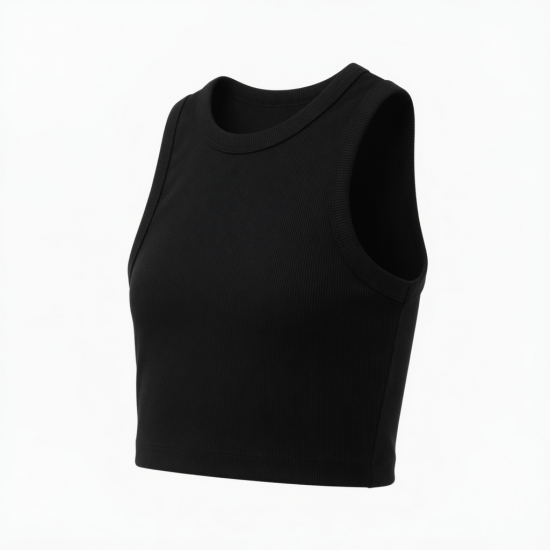 Cropped Solid T-shirt Tank Top Seamless Streetwear Stretch Rib Knit Sleeveless Casual Tank Top Reorder rate