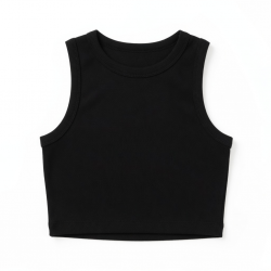 Cropped Solid T-shirt Tank Top Seamless Streetwear Stretch Rib Knit Sleeveless Casual Tank Top Reorder rate