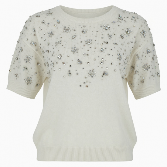 Rhinestones Tops Diamonds Tshirts Knitted Tops