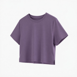 Solid Color Crop Top Casual Short Fashion Sports Wear Short-sleeved T-shirt