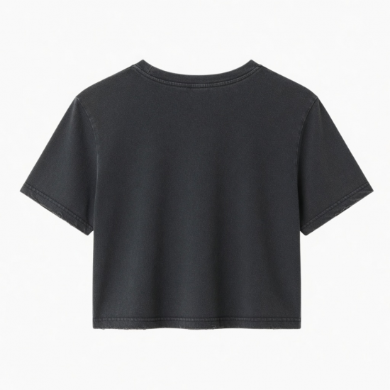 Special Round Neck Crop Top and Short Sleeves Washed Short Sleeve Crop Tops for