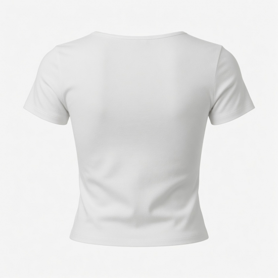 Clothes Low-Cut U-Neck Short-Sleeved Solid Color Pure Sexy Tight Short Top Summer T-Shirt