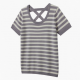 Fashion Comfortable Skin Friendly Knitted Lady Stripe T-shirt Wide Shoulder Strap Cross Shaped Top Lower
