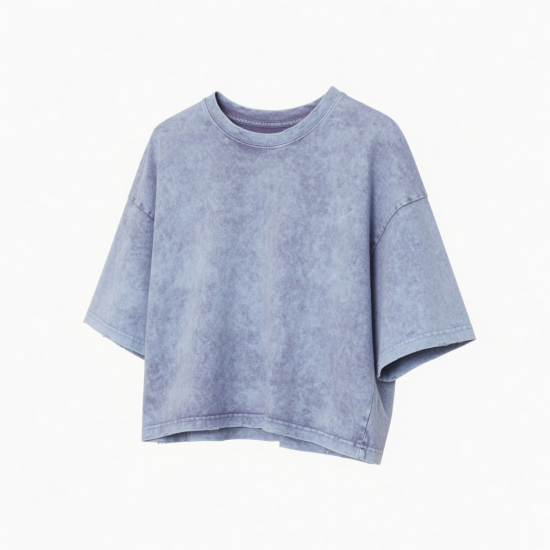 New Clothes Crop Top Print T-shirt Acid Wash Plain Loose Casual Tee Cotton t Shirt