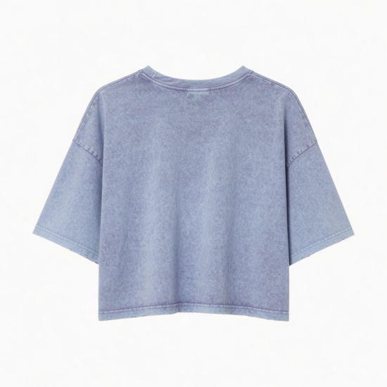 New Clothes Crop Top Print T-shirt Acid Wash Plain Loose Casual Tee Cotton t Shirt