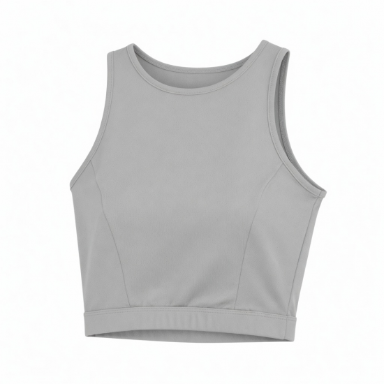 Cropped Tank Top High Waist Slim Fit Breathable Formal Vest with Elastic Short Sleeveless Bottom Casual Style