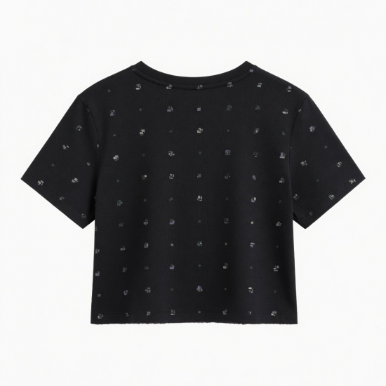 Crop T-shirts Printed O-Neck Slim Fit Tees Shirts Fashion Street Tops