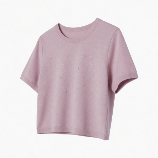 Summer Casual Solid Knitted Cotton Crop Top Short Sleeve T-Shirt with Anti-Pilling and Digital Printing$20