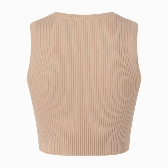 Clothing Summer Sleeveless Knitted Ribbed Crop Top Embroidery Fashion Tank Top