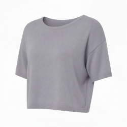 Summer Crop Top Quick-Drying Casual Loose Fit Knitted T-Shirt with Solid Color for Running and Exercise Lower