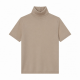 Hook Closure High Stretch Turtleneck Top Casual Slim Fit Short Sleeve Solid Color Summer Knitted