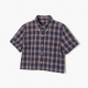 Plaid Shirt Button Down Vintage Polo Neck Tee Shirts Short Sleeve Crop Blouses Preppy Style Clothes for