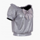 Butterfly Bow Rhinestone Off Shoulder Shiny Sequined Clothes Tee Tops Nightclub Short Sleeve Shirts Party