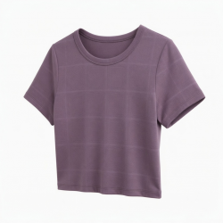 Check Top Modal Spandex Elasticity Woman T-shirt Solid Plaid Soft Crop T Shirt T-shirts for