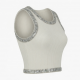 Summer Sleeve Top Rib Vest Stretch Rib Knitted Beaded Shirt Handmade Rhinestone Sequin Trim Short Tank Tops