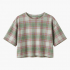 New Cute Loose Fashion Eco-Friendly Plaid Print Short Sleeve Crop Top Casual Gym T-shirt Washed Shirts