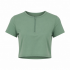 Slim Fit Crop Top T-Shirts Solid Color Casual Stylish Eco-Friendly Zip up Lightweight Breathable T-shirts