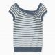 Striped Knit Tank Top with Off-Shoulder Design & Button Accent, Slim Fit