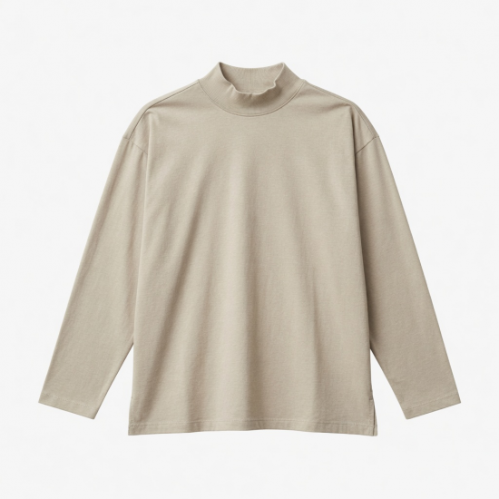 Casual Slim Mock Neck Top Oversized Soft Cotton Daily Casual Tops